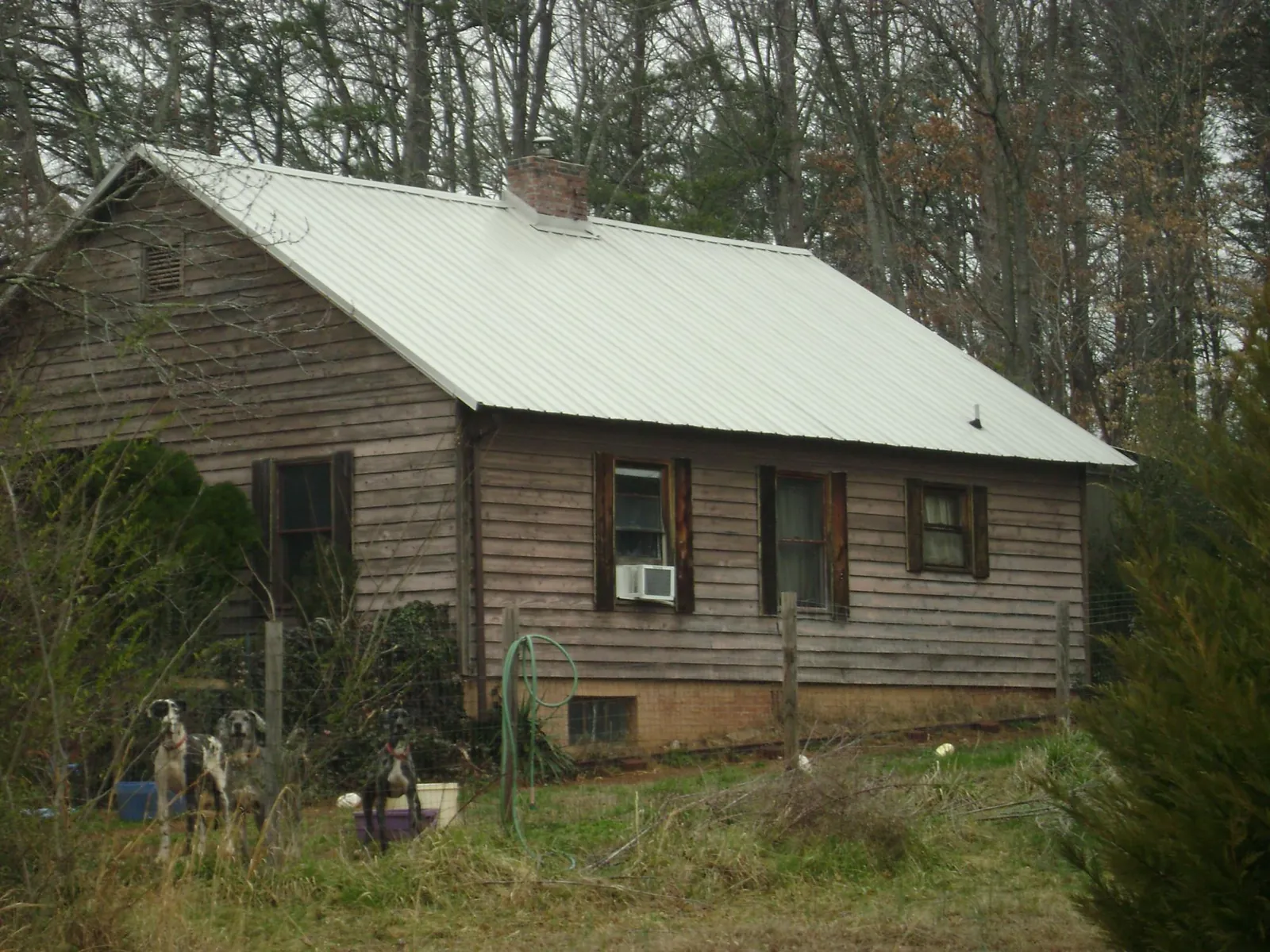 White metal roof on an old wood sided farmhouse, from a Asphalt Shingle Roof Repair job in Iuka